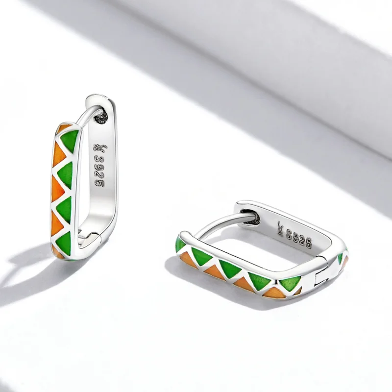 (afbeelding voor) Pandora Style Eenvoudig kleurcontrast Oorbellen - SCE1371-GN - Bekijken 3