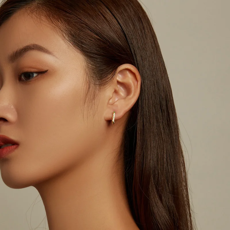 (afbeelding voor) Pandora Style Eenvoudig kleurcontrast Oorbellen - SCE1371-GN - Bekijken 5