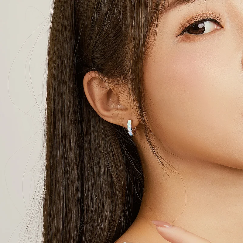 (afbeelding voor) Pandora Style Eenvoudig opaal Oorbellen - SCE861 - Bekijken 6