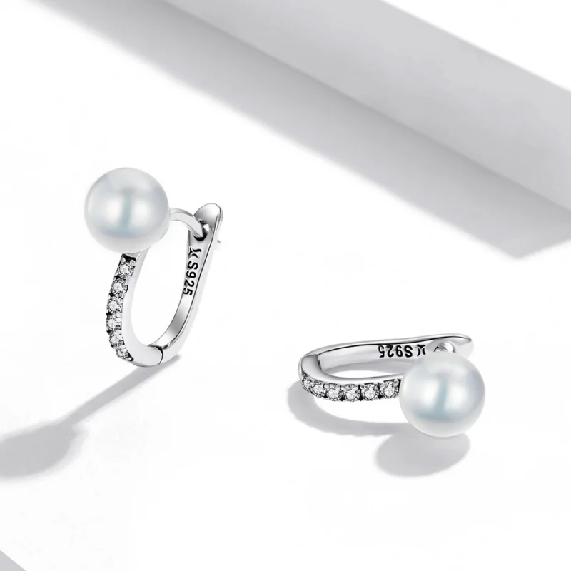 (afbeelding voor) Pandora Style Eenvoudige Shell Kralen Oorbellen - SCE1288 - Bekijken 3