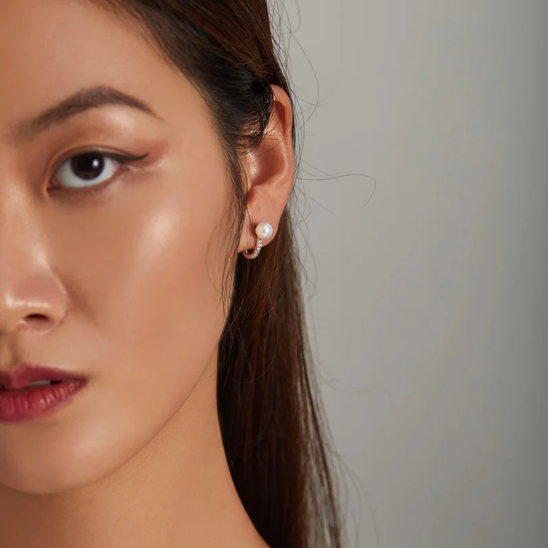 (afbeelding voor) Pandora Style Eenvoudige Shell Kralen Oorbellen - SCE1288 - Bekijken 5