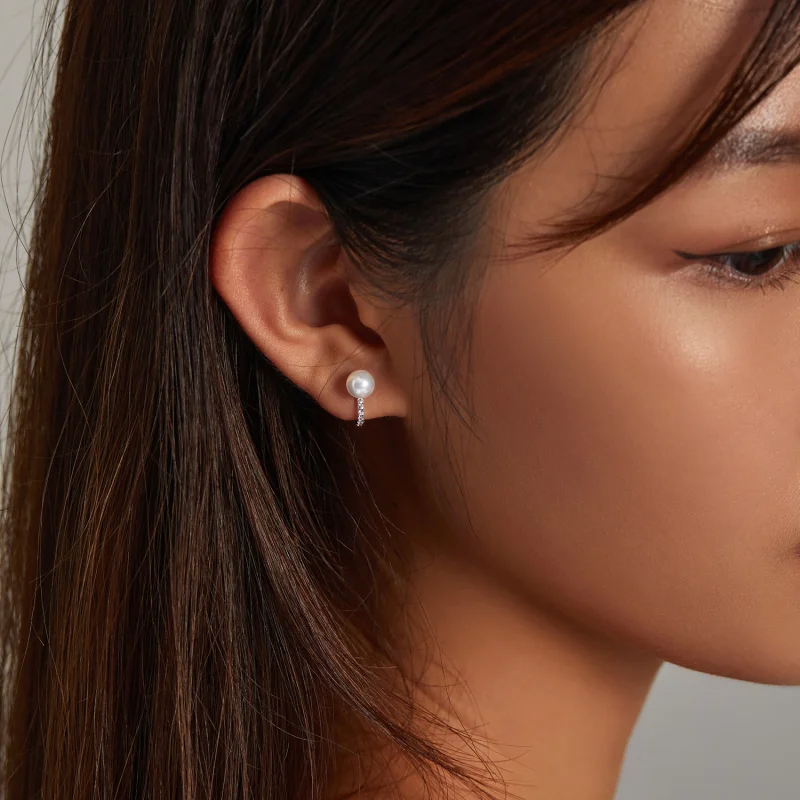 (afbeelding voor) Pandora Style Eenvoudige Shell Kralen Oorbellen - SCE1288 - Bekijken 7