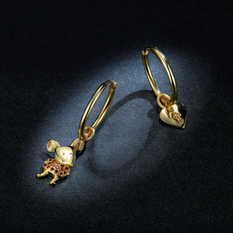 (afbeelding voor) Pandora Style Lucky Rat en Hart Oorbellen - BSE344-L - Bekijken 5
