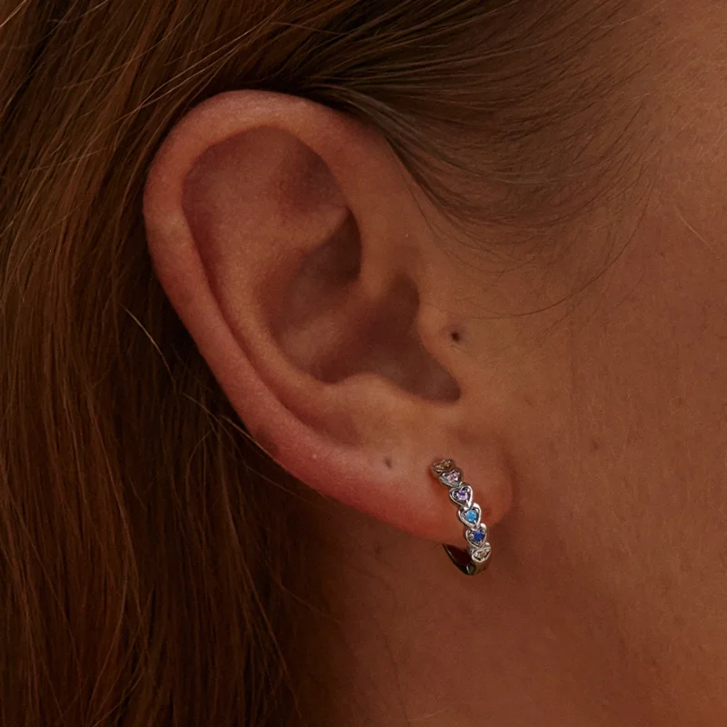 (afbeelding voor) Pandora Style Regenboog Hart Oorbellen - SCE1275 - Bekijken 6