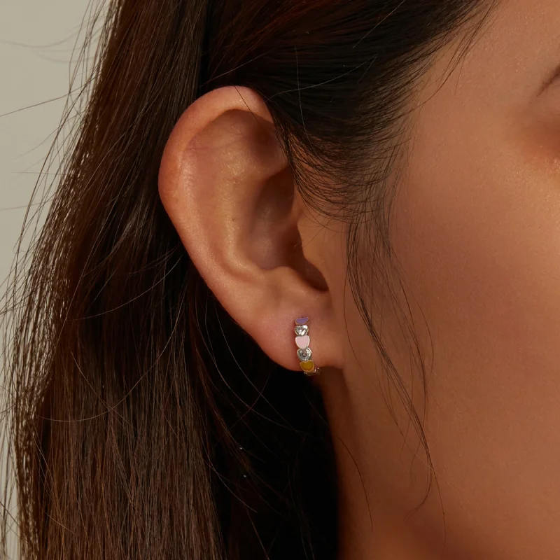 (afbeelding voor) Pandora Style Regenboog Hart Oorbellen - SCE1342 - Bekijken 5