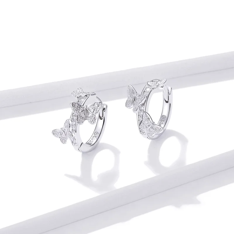 (afbeelding voor) Pandora Style Vliegende vlinders Oorbellen - BSE445 - Bekijken 2