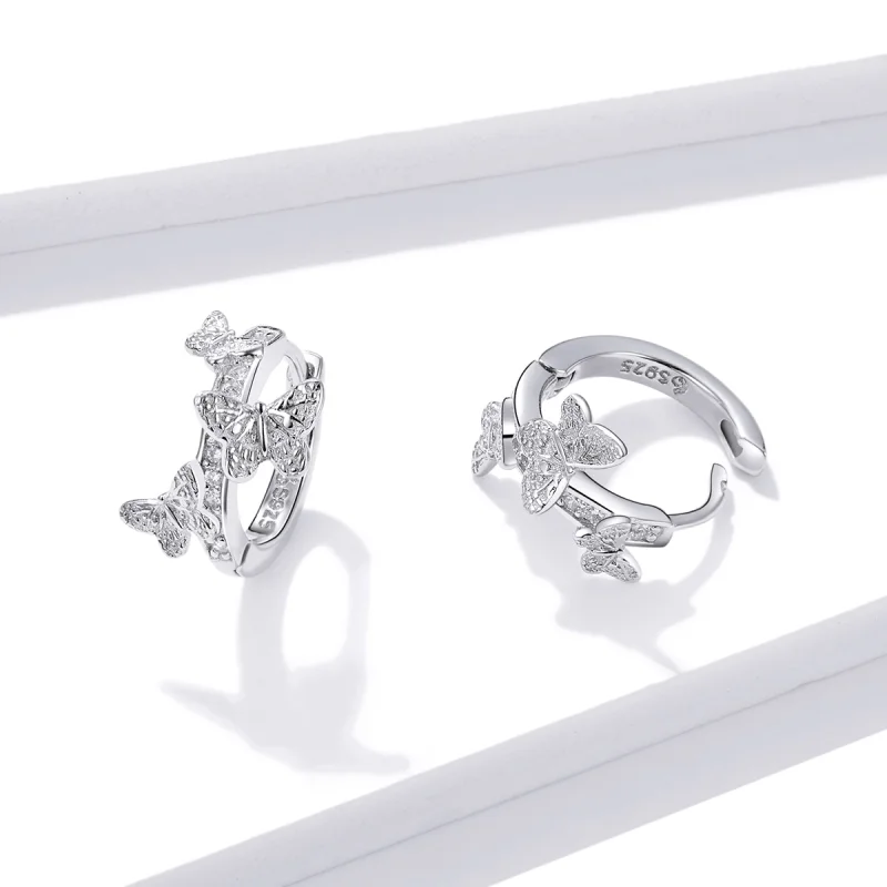 (afbeelding voor) Pandora Style Vliegende vlinders Oorbellen - BSE445 - Bekijken 3