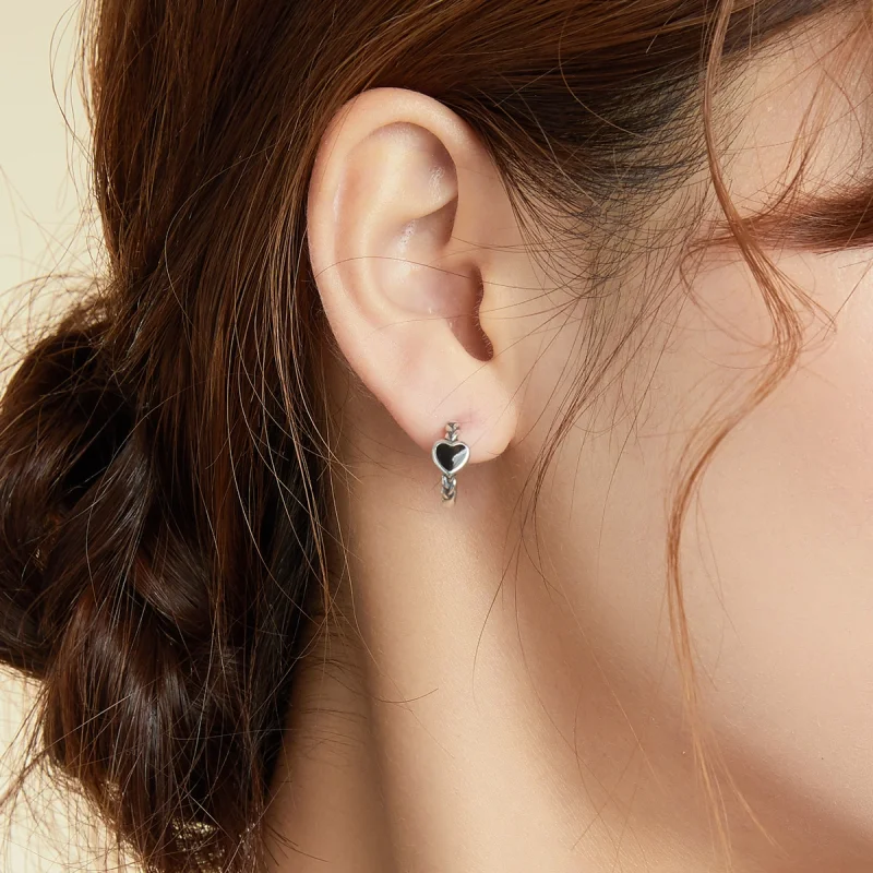 (afbeelding voor) Pandora Style Zwart Hart Oorbellen - BSE456 - Bekijken 5