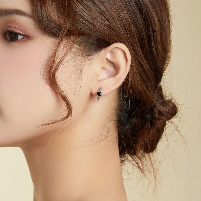 (afbeelding voor) Pandora Style Zwart Hart Oorbellen - BSE456 - Bekijken 6