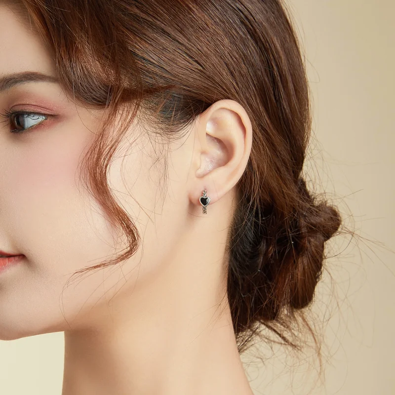 (afbeelding voor) Pandora Style Zwart Hart Oorbellen - BSE456 - Bekijken 7