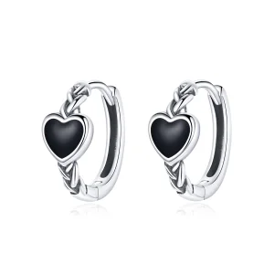 (afbeelding voor) Pandora Style Zwart Hart Oorbellen - BSE456