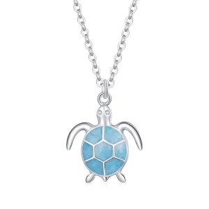 (afbeelding voor) Pandora Style Blauwe schildpad Ketting - SCN446