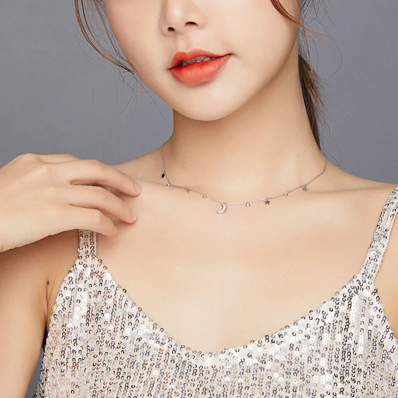 (afbeelding voor) Pandora Style Droom Ster Maan Chain Ketting - SCN420 - Bekijken 6