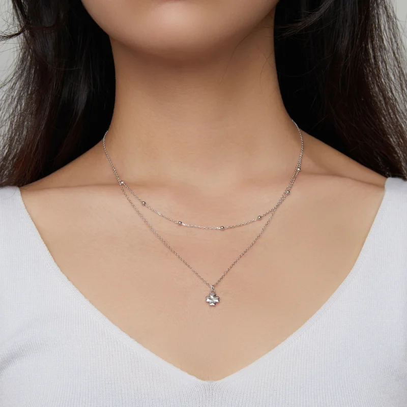 (afbeelding voor) Pandora Style Dubbele Klaver Ketting - SCN481 - Bekijken 6