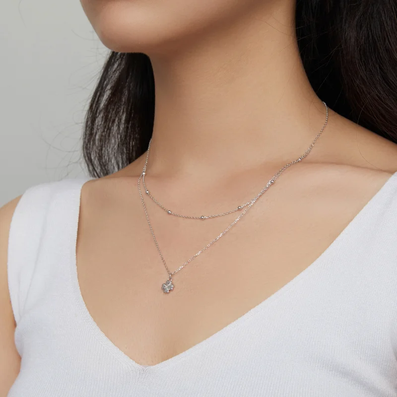 (afbeelding voor) Pandora Style Dubbele Klaver Ketting - SCN481 - Bekijken 7