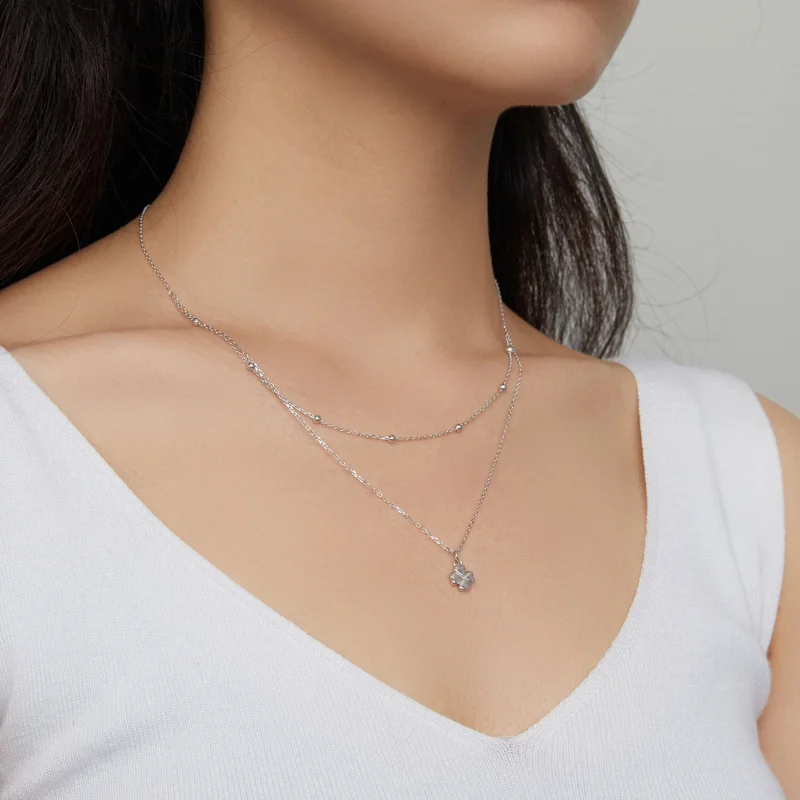 (afbeelding voor) Pandora Style Dubbele Klaver Ketting - SCN481 - Bekijken 8