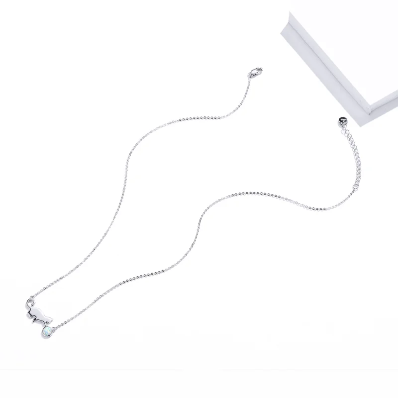 (afbeelding voor) Pandora Style Opaal Kat Ketting - SCN395 - Bekijken 4