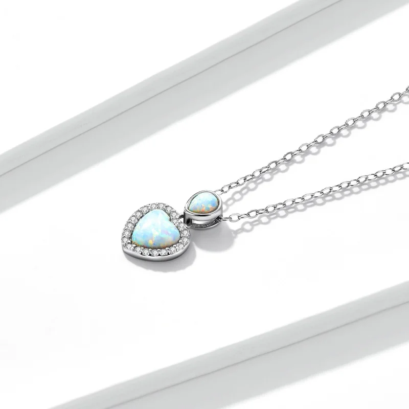(afbeelding voor) Pandora Style Opaal Liefde Ketting - BSN243 - Bekijken 2
