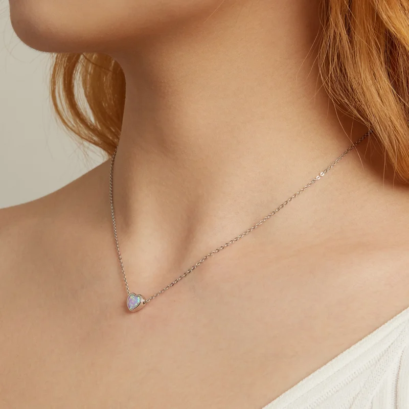 (afbeelding voor) Pandora Style Opaal Liefde Ketting - SCN471 - Bekijken 5