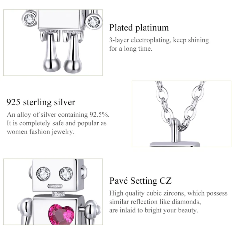 (afbeelding voor) Pandora Style Robot van de liefde Chain Ketting - SCN388 - Bekijken 4