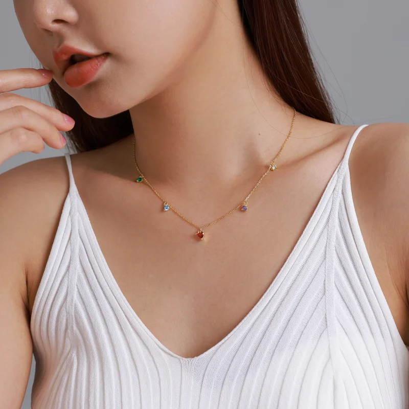 (afbeelding voor) Pandora Style Veelkleurige Zirkoon Ketting - BSN234 - Bekijken 7