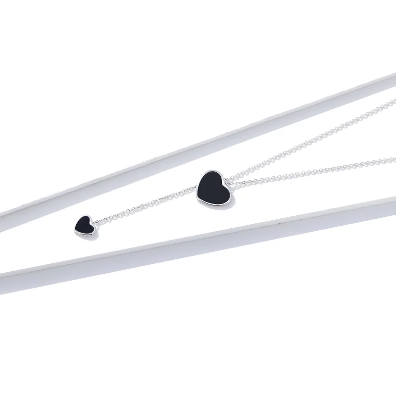 (afbeelding voor) Pandora Style Zwart Hart Ketting - BSN095 - Bekijken 3