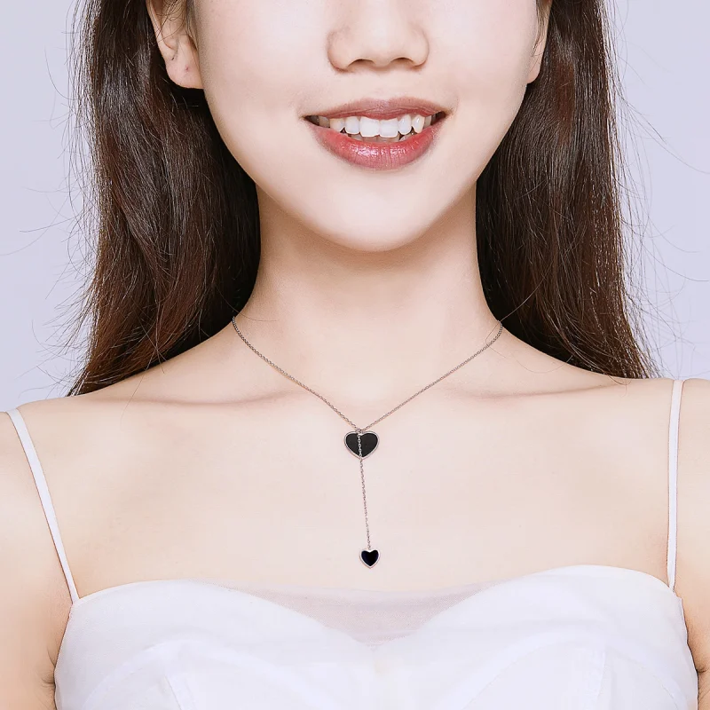 (afbeelding voor) Pandora Style Zwart Hart Ketting - BSN095 - Bekijken 7