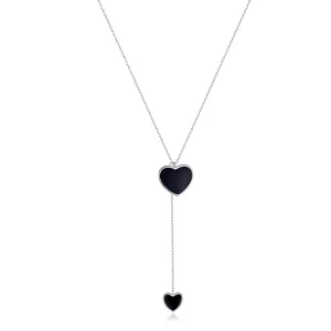 Pandora Style Zwart Hart Ketting - BSN095 (afbeelding voor) Pandora Style Zwart Hart Ketting - BSN095