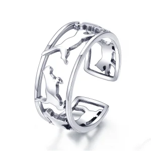 Pandora Style Blije katten Open Ring - SCR473 (afbeelding voor) Pandora Style Blije katten Open Ring - SCR473