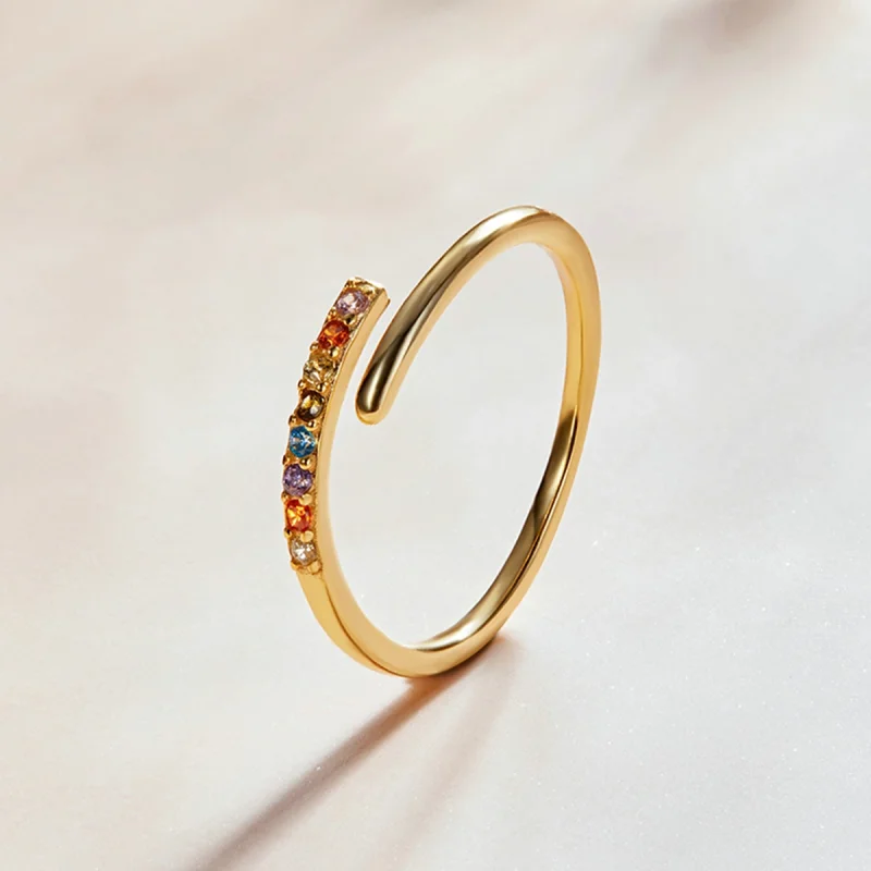 (afbeelding voor) Pandora Style Eenvoudige Cubic Zirconia Open Ring - SCR748 - Bekijken 2