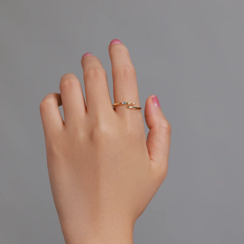 (afbeelding voor) Pandora Style Eenvoudige Cubic Zirconia Open Ring - SCR748 - Bekijken 5