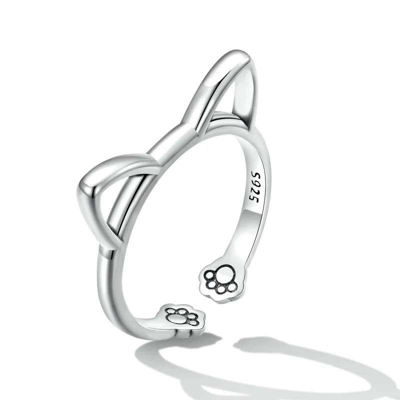 (afbeelding voor) Pandora Style Eenvoudige Kat Open Ring - SCR832 - Bekijken 2