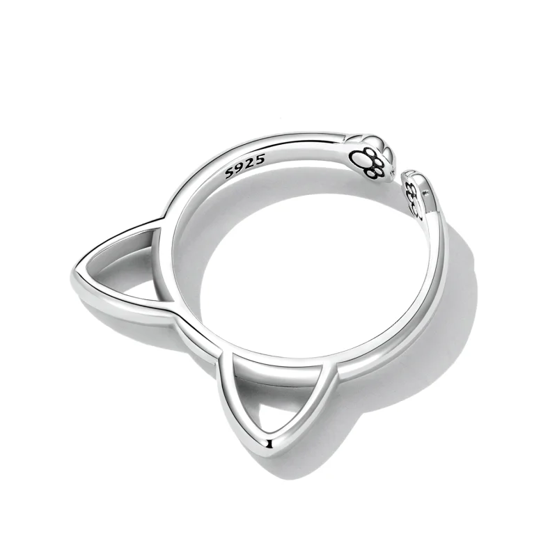 (afbeelding voor) Pandora Style Eenvoudige Kat Open Ring - SCR832 - Bekijken 4
