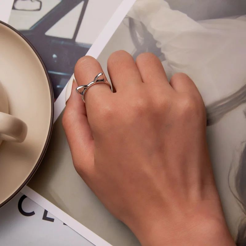 (afbeelding voor) Pandora Style Eenvoudige Kat Open Ring - SCR832 - Bekijken 6