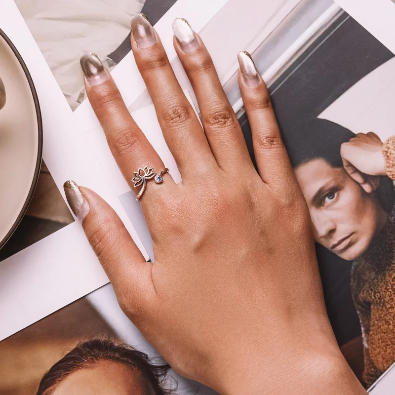 (afbeelding voor) Pandora Style Eenvoudige Lotus Open Ring - SCR821 - Bekijken 6