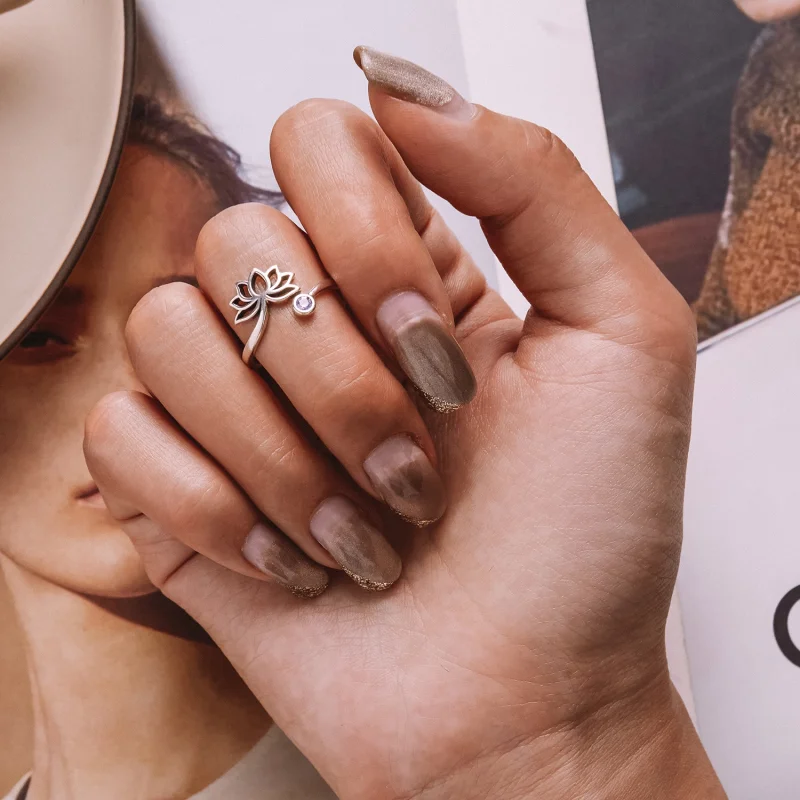 (afbeelding voor) Pandora Style Eenvoudige Lotus Open Ring - SCR821 - Bekijken 7