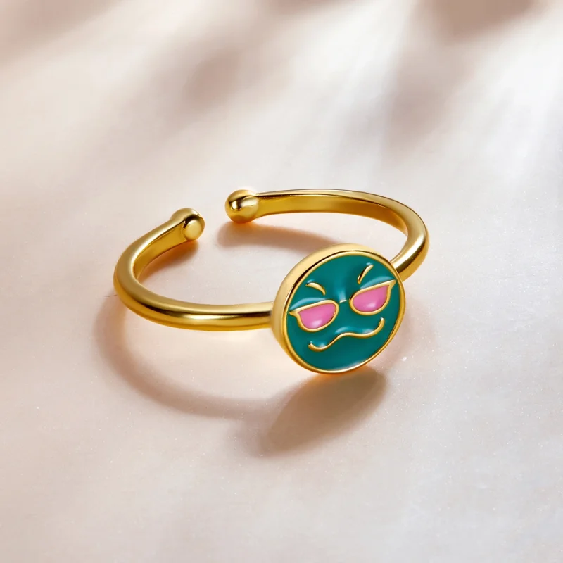 (afbeelding voor) Pandora Style Emoji - Cool Open Ring - SCR737-A - Bekijken 3