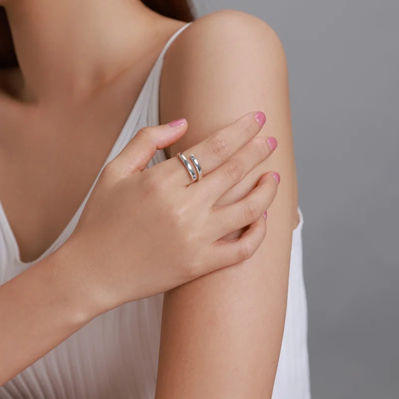 (afbeelding voor) Pandora Style Gegraveerde Dubbel Open Ring - SCR747 - Bekijken 6