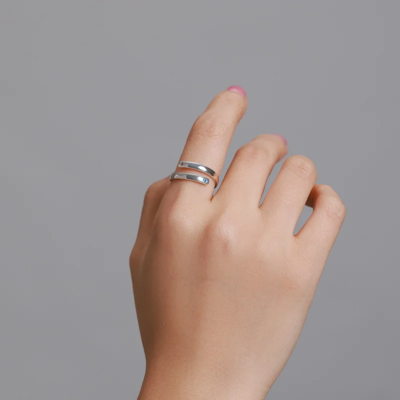 (afbeelding voor) Pandora Style Gegraveerde Dubbel Open Ring - SCR747 - Bekijken 7