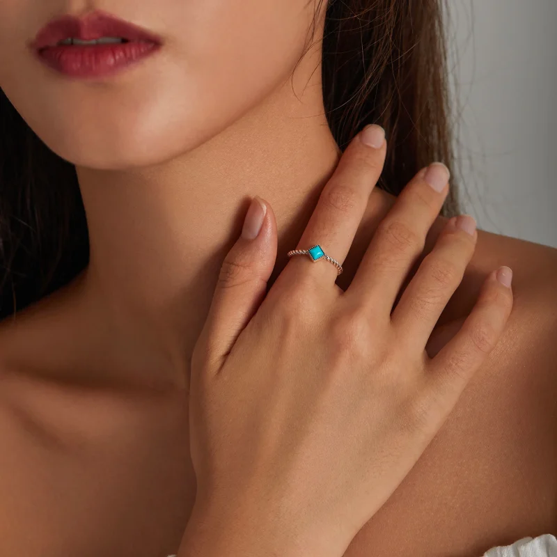 (afbeelding voor) Pandora Style Geometrisch Turkoois Open Ring - SCR753 - Bekijken 7