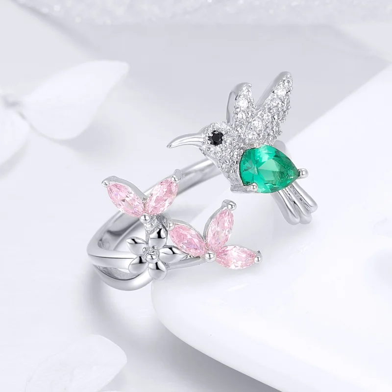 (afbeelding voor) Pandora Style Geschenk van kolibrie Open Ring - BSR016 - Bekijken 4