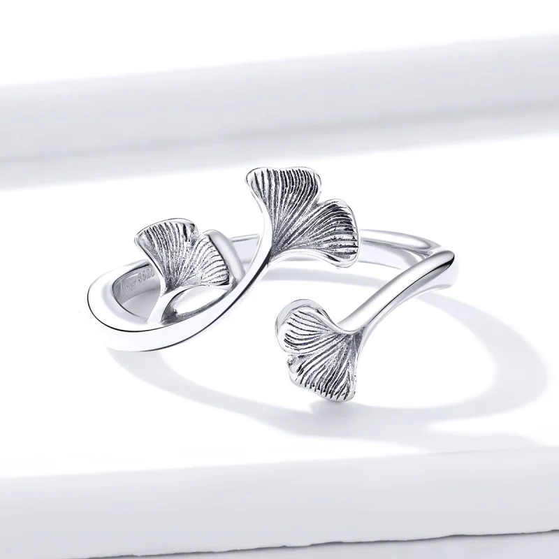 (afbeelding voor) Pandora Style Ginkgo blad Open Ring - BSR097 - Bekijken 3