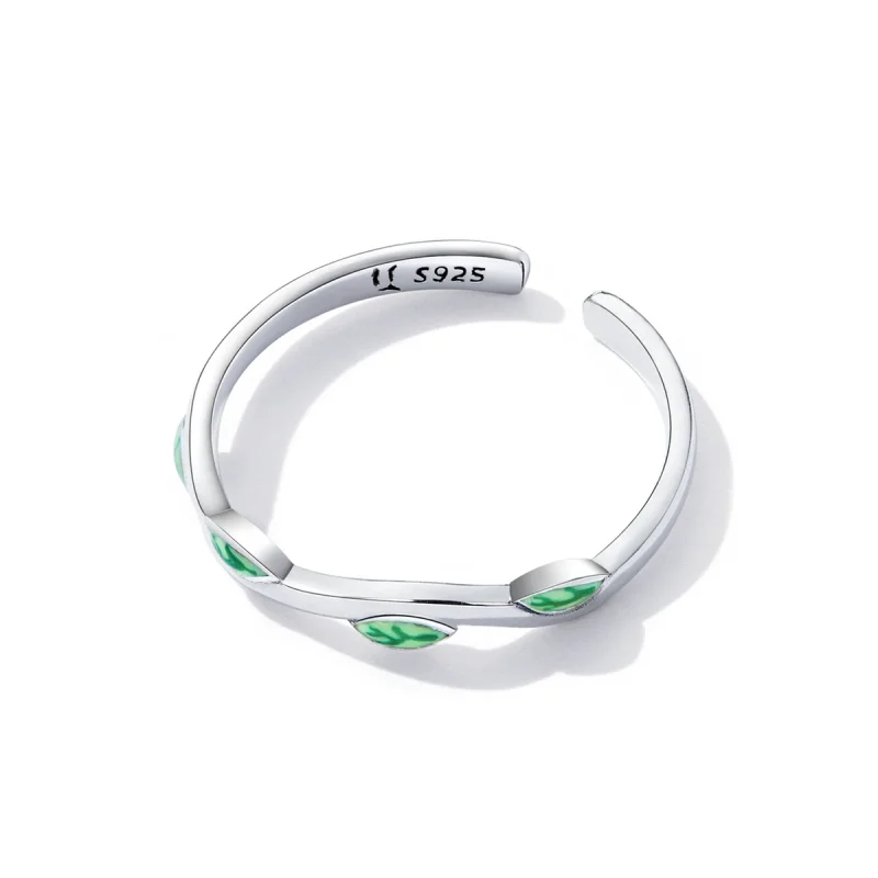 (afbeelding voor) Pandora Style Groene bladeren Open Ring - SCR808 - Bekijken 3