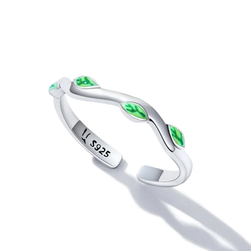 (afbeelding voor) Pandora Style Groene bladeren Open Ring - SCR808 - Bekijken 5