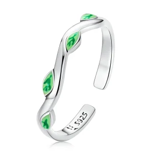 (afbeelding voor) Pandora Style Groene bladeren Open Ring - SCR808