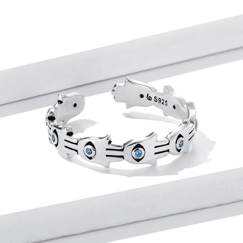 (afbeelding voor) Pandora Style Hand van Fatima Open Ring - BSR237 - Bekijken 3