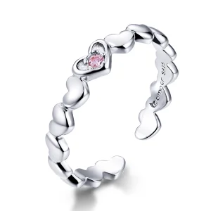 Pandora Style Hart Spiegel Open Ring - BSR100 (afbeelding voor) Pandora Style Hart Spiegel Open Ring - BSR100