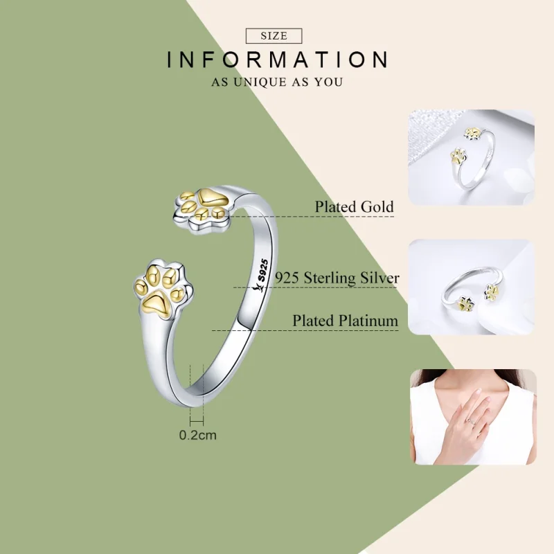 (afbeelding voor) Pandora Style Kattenpoot Open Ring - SCR430 - Bekijken 3