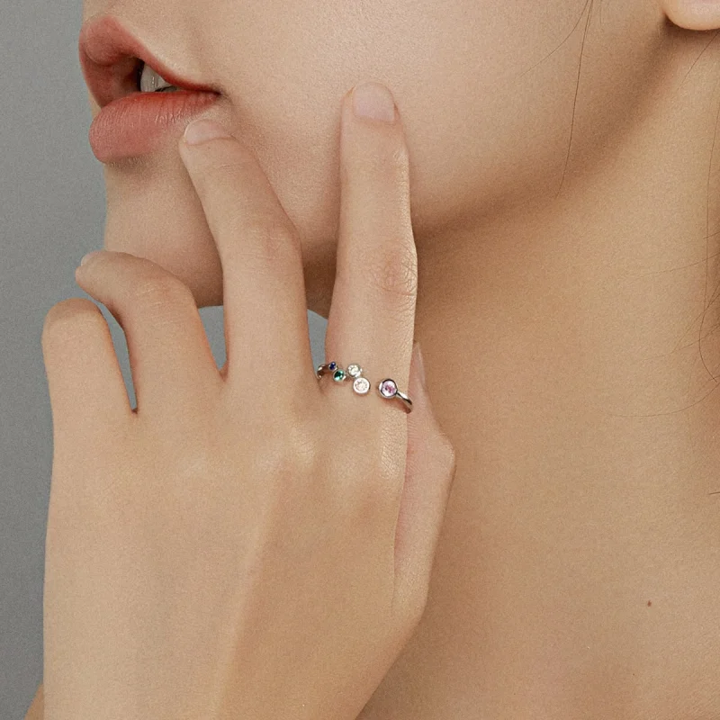 (afbeelding voor) Pandora Style Kleurrijke bubbels Open Ring - BSR149 - Bekijken 8