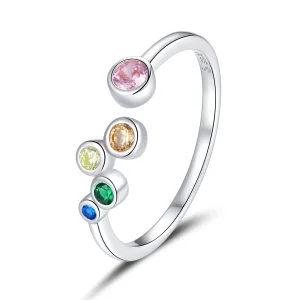 (afbeelding voor) Pandora Style Kleurrijke bubbels Open Ring - BSR149